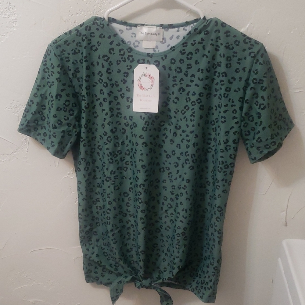 Chic Green Leopard Print Tie-Front Coverup